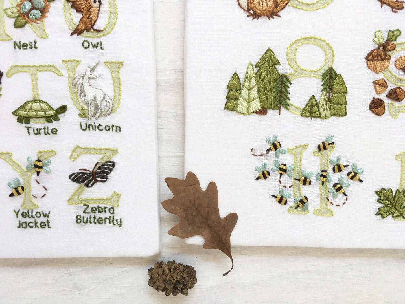 Woodland Alphabet and Numbers hand embroidery pattern download
