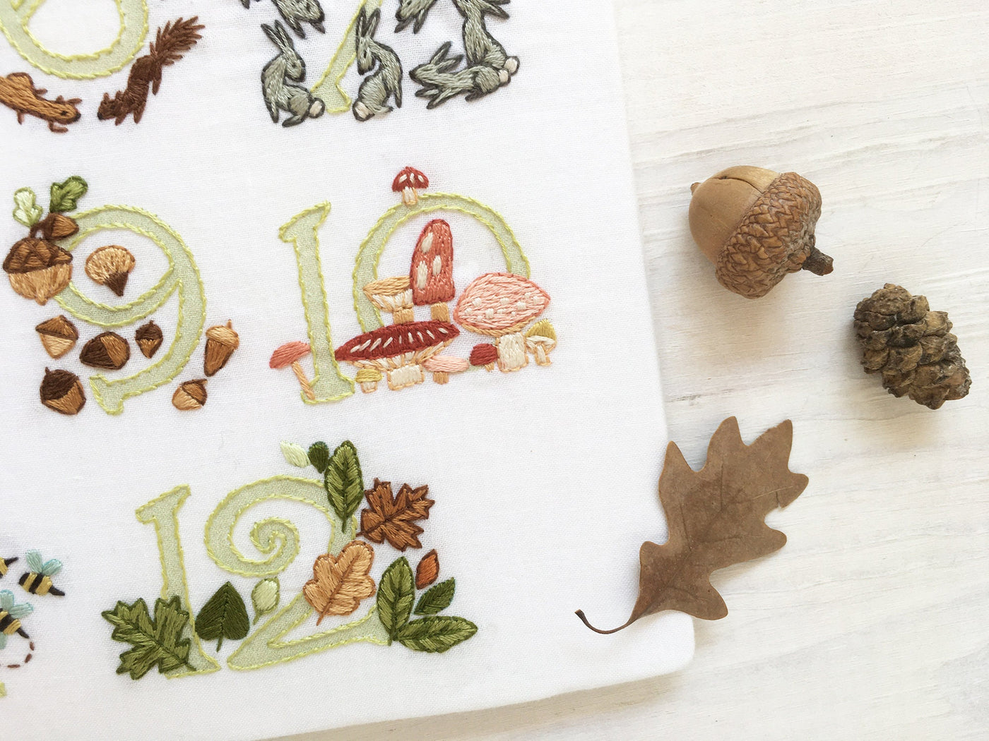 Woodland Alphabet and Numbers hand embroidery pattern download