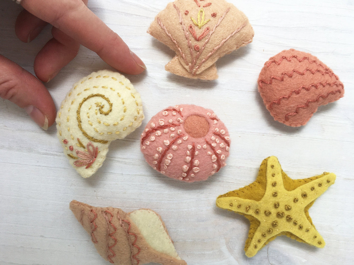 Felt Seashells sewing pattern for shells and beach decor