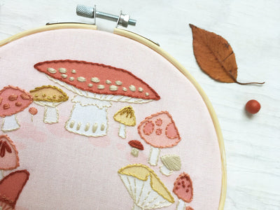 Mushroom Fairy Circle Hand Embroidery Sampler