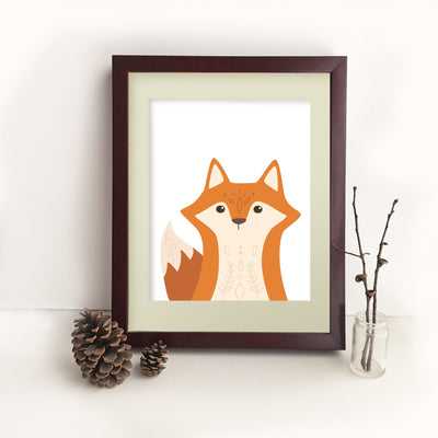 Woodland Fox Printable wall art, peeking animal print
