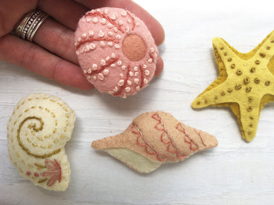 Felt Seashells sewing pattern for shells and beach decor