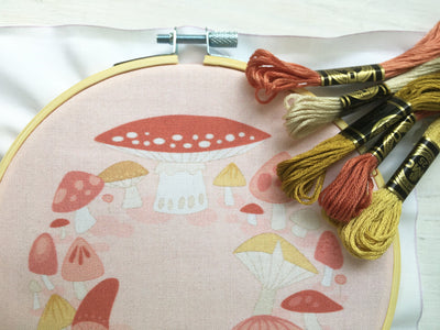 Mushroom Fairy Circle hand embroidery pattern