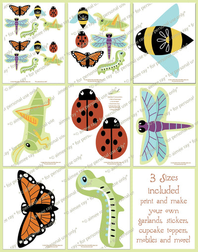 Beautiful Bugs SVG Printables, Insects, butterfly, dragonfly, ladybug