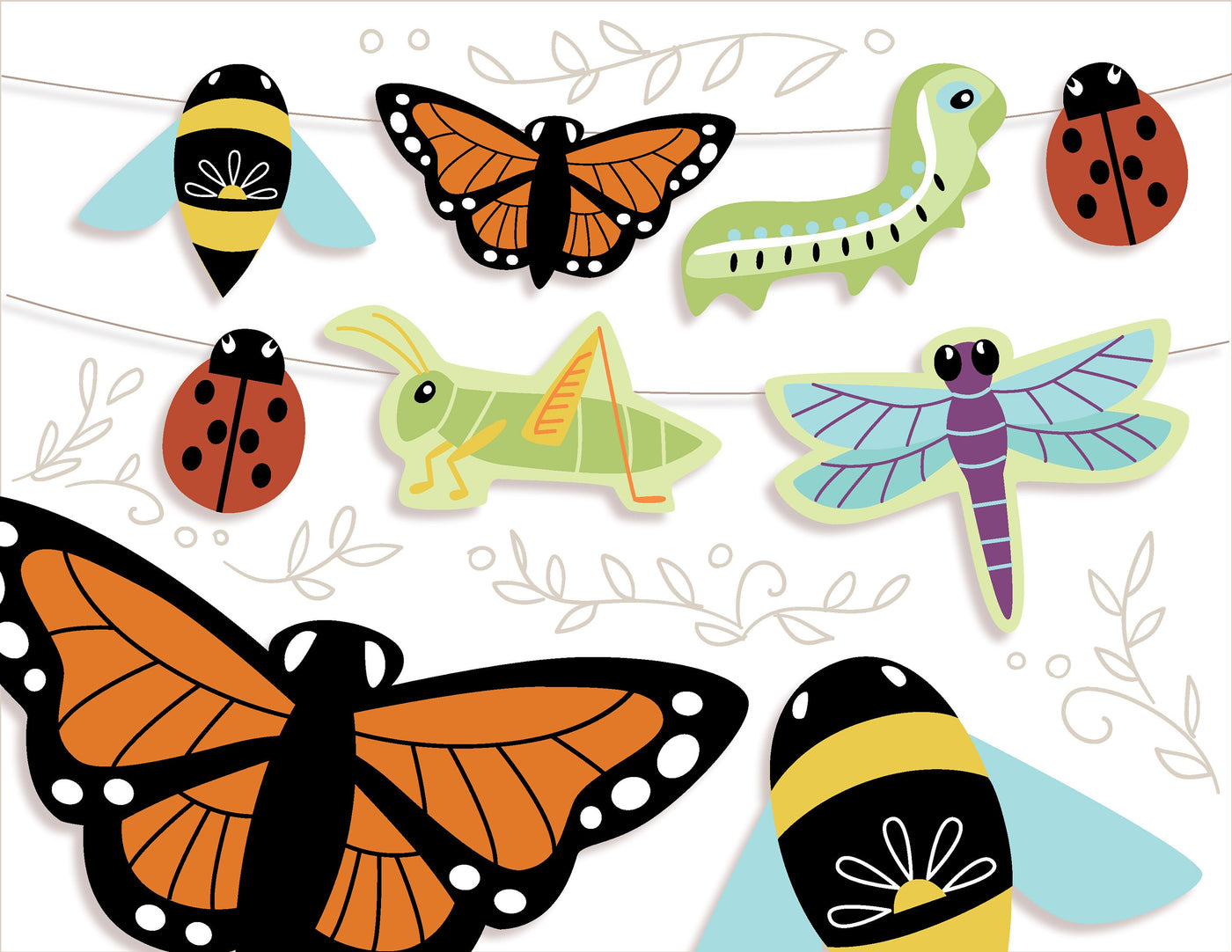 Beautiful Bugs SVG Printables, Insects, butterfly, dragonfly, ladybug