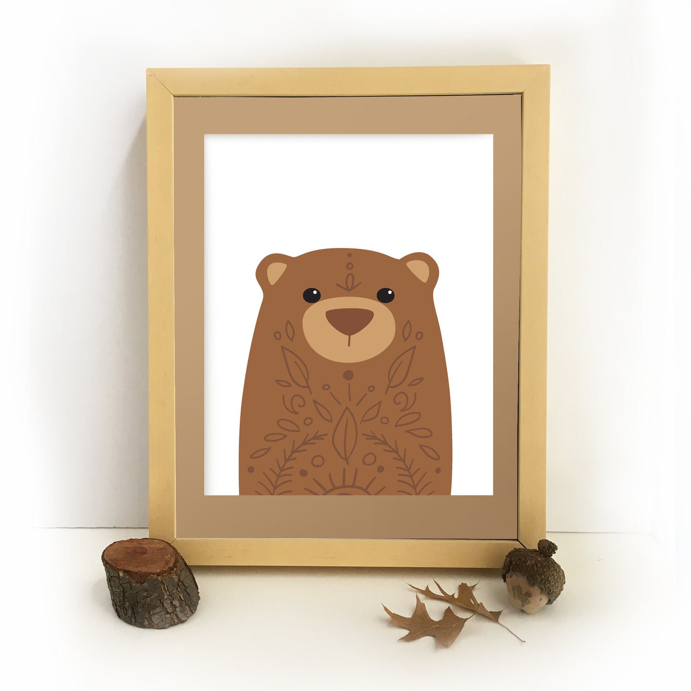 Woodland Bear Printable diy wall art, forest animals nursery print