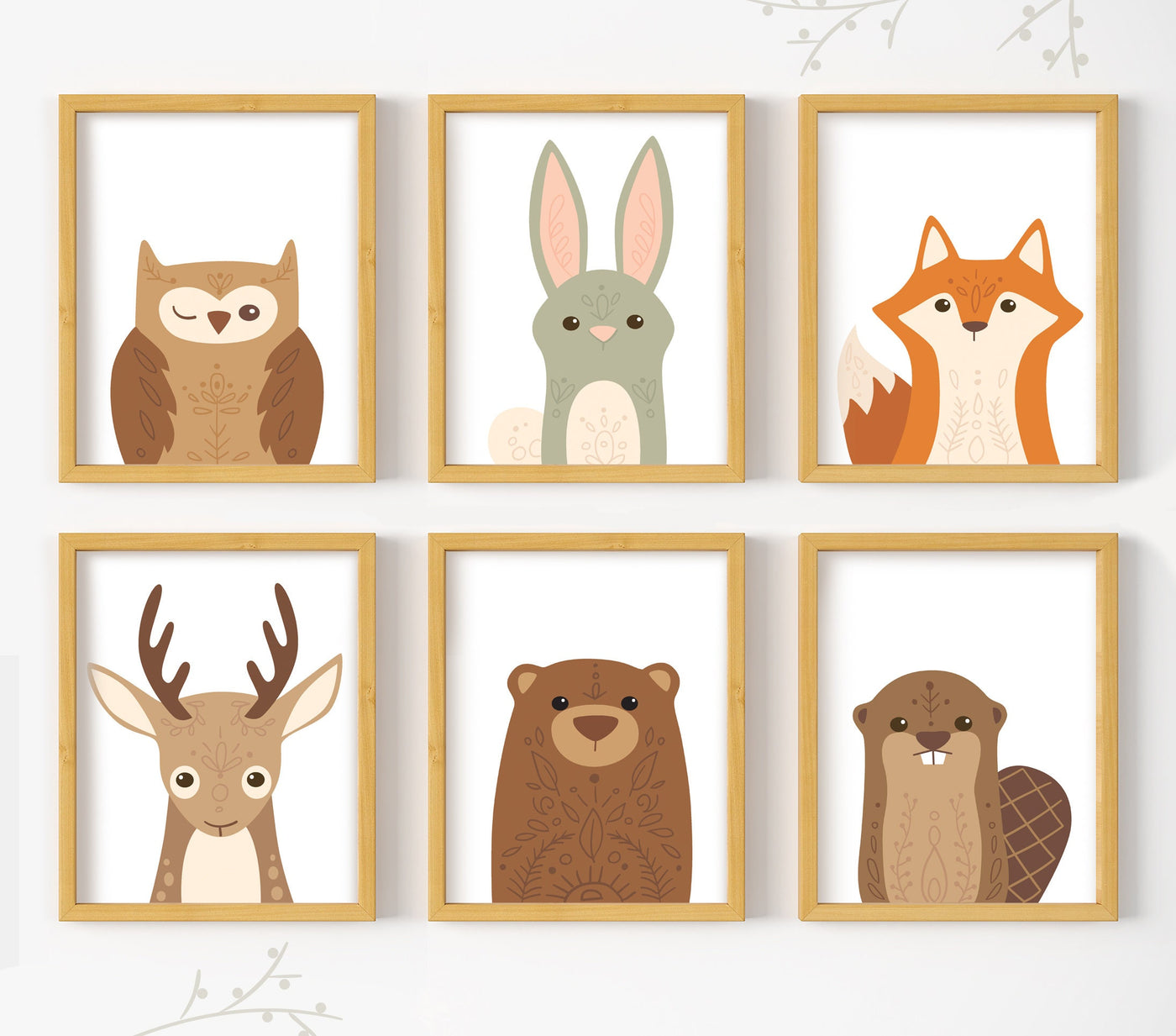 Woodland Beaver Printable wall art, forest animals nursery