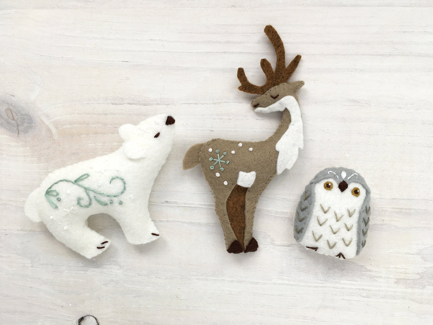 Winter Animals plush felt Sewing pattern, Christmas ornaments