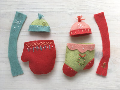 Cozy Clothes Sewing Pattern, Winter Christmas Accessories for Felt Animals (sold separately)