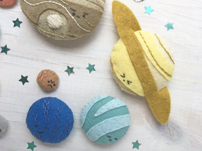 Moody Planets felt sewing pattern, outer space and solar system fun