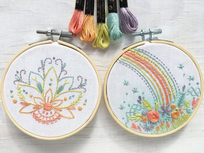 Hand Embroidery Start Up Supply Kit, floss, needles, scissors, hoop