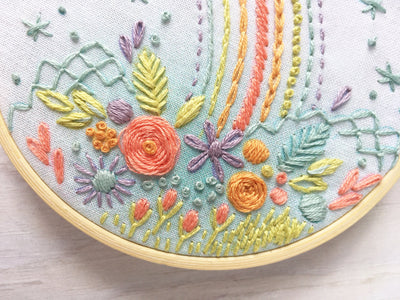 Rainbow Flower Hand Embroidery for beginners pattern download