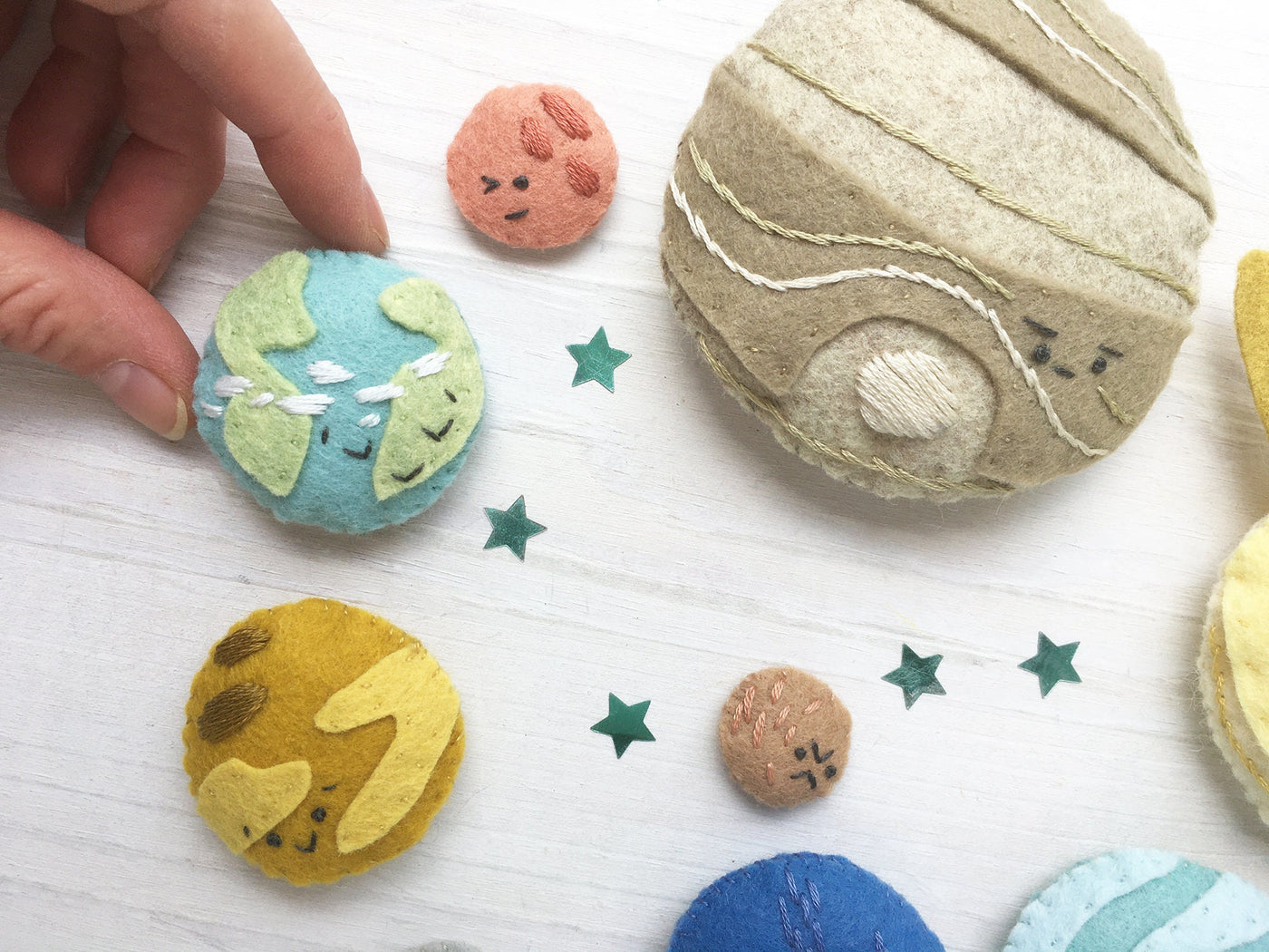 Moody Planets felt sewing pattern, outer space and solar system fun