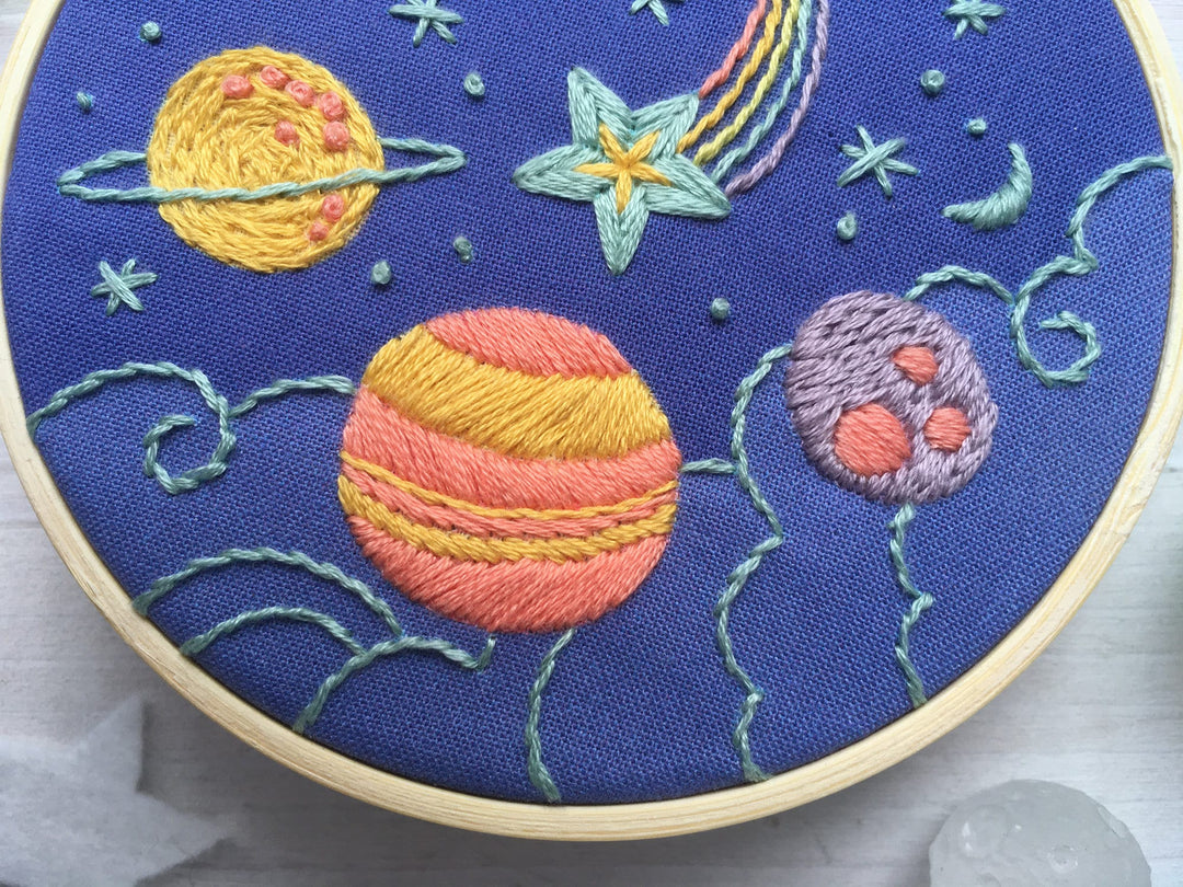 Planets and Stars Hand Embroidery pattern download – Little