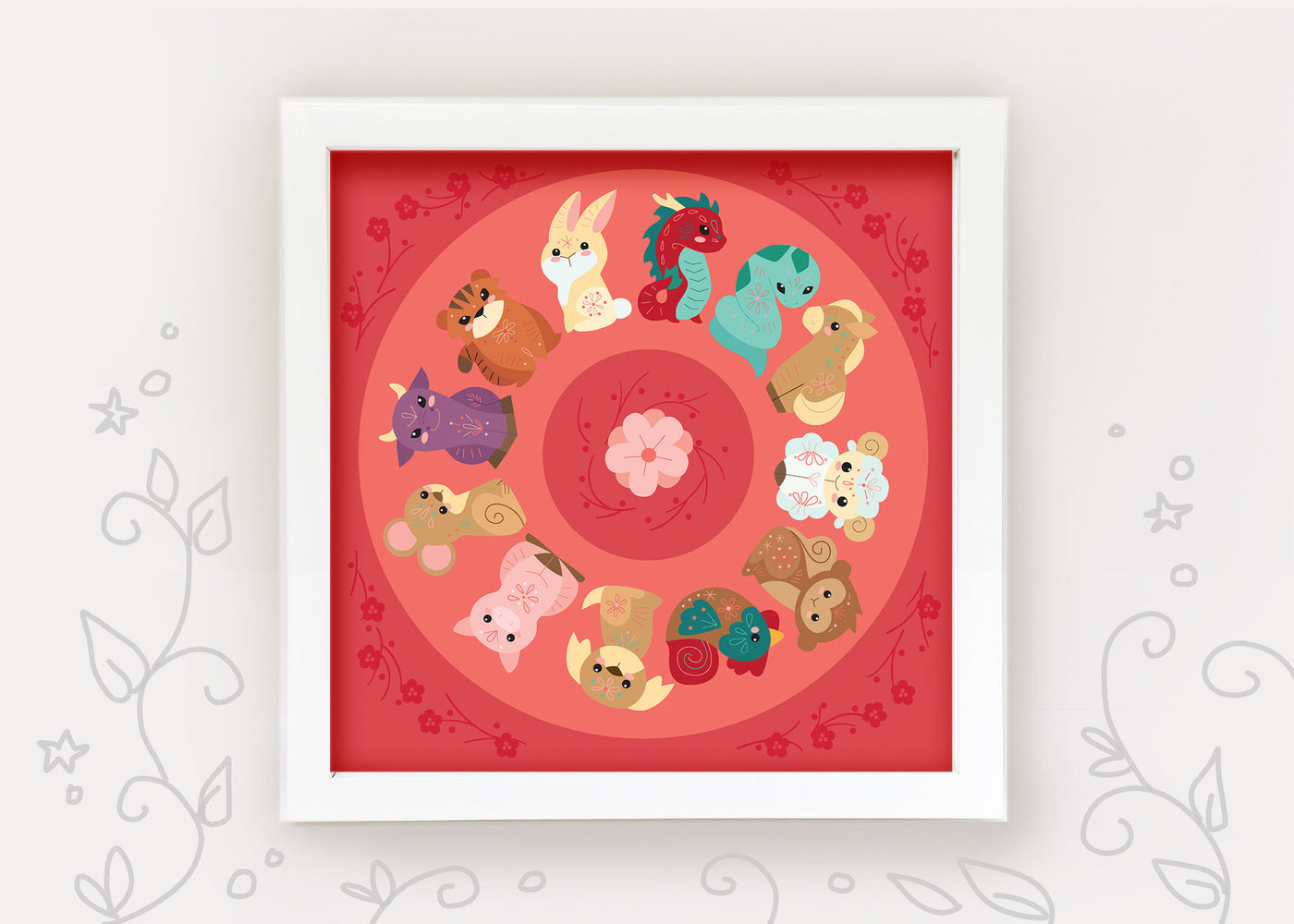 Chinese Zodiac Printable diy wall art print, Chinese Lunar New Year