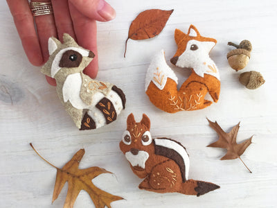 Fox, Chipmunk, Raccoon felt animals sewing pattern