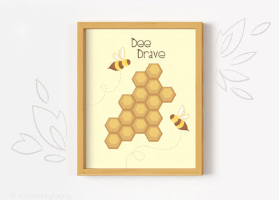 Bee Brave Printable wall art honey bee art print