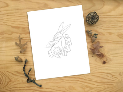 Rabbit pencil drawing printable wall art