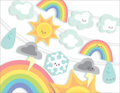 Moody Weather, Clouds and Rainbows printable SVG craft files