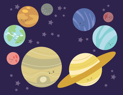 DIY printable SVG cute Moody Planets garland and space decor