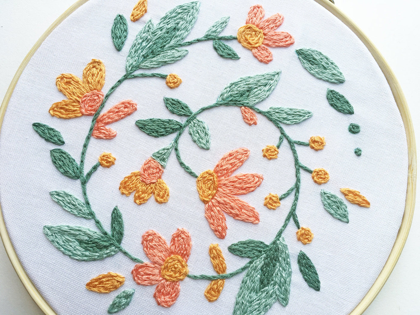 Floral Wreath Beginner Hand Embroidery pattern download