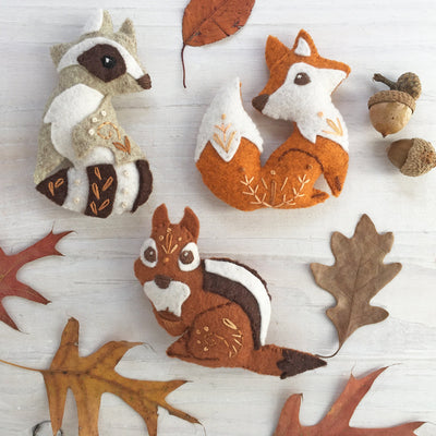Fox, Chipmunk, Raccoon felt animals sewing pattern