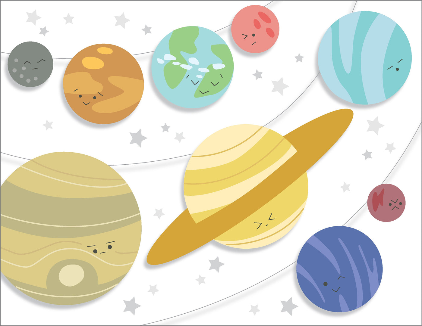 DIY printable SVG cute Moody Planets garland and space decor