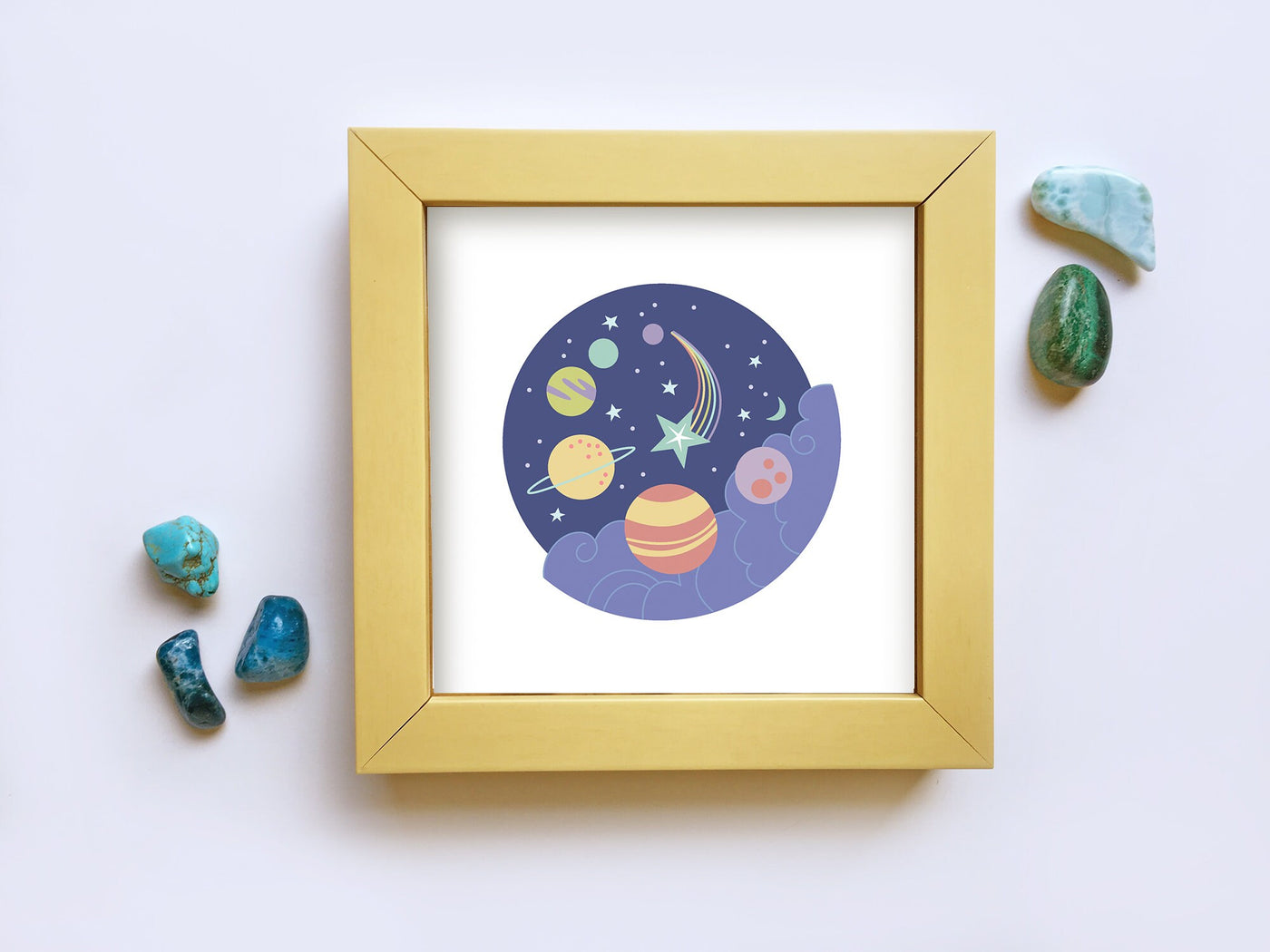 Night Sky Galaxy moon, stars and planets Printable Wall Art