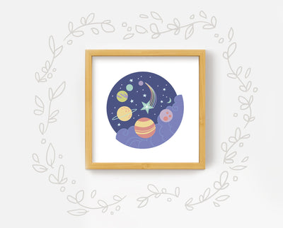 Night Sky Galaxy moon, stars and planets Printable Wall Art