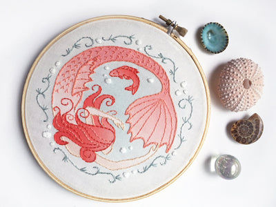 Mermaid Hand Embroidery fabric sampler