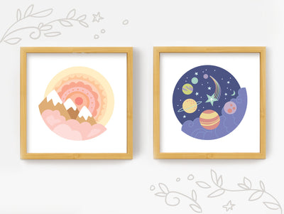 Night Sky Galaxy moon, stars and planets Printable Wall Art