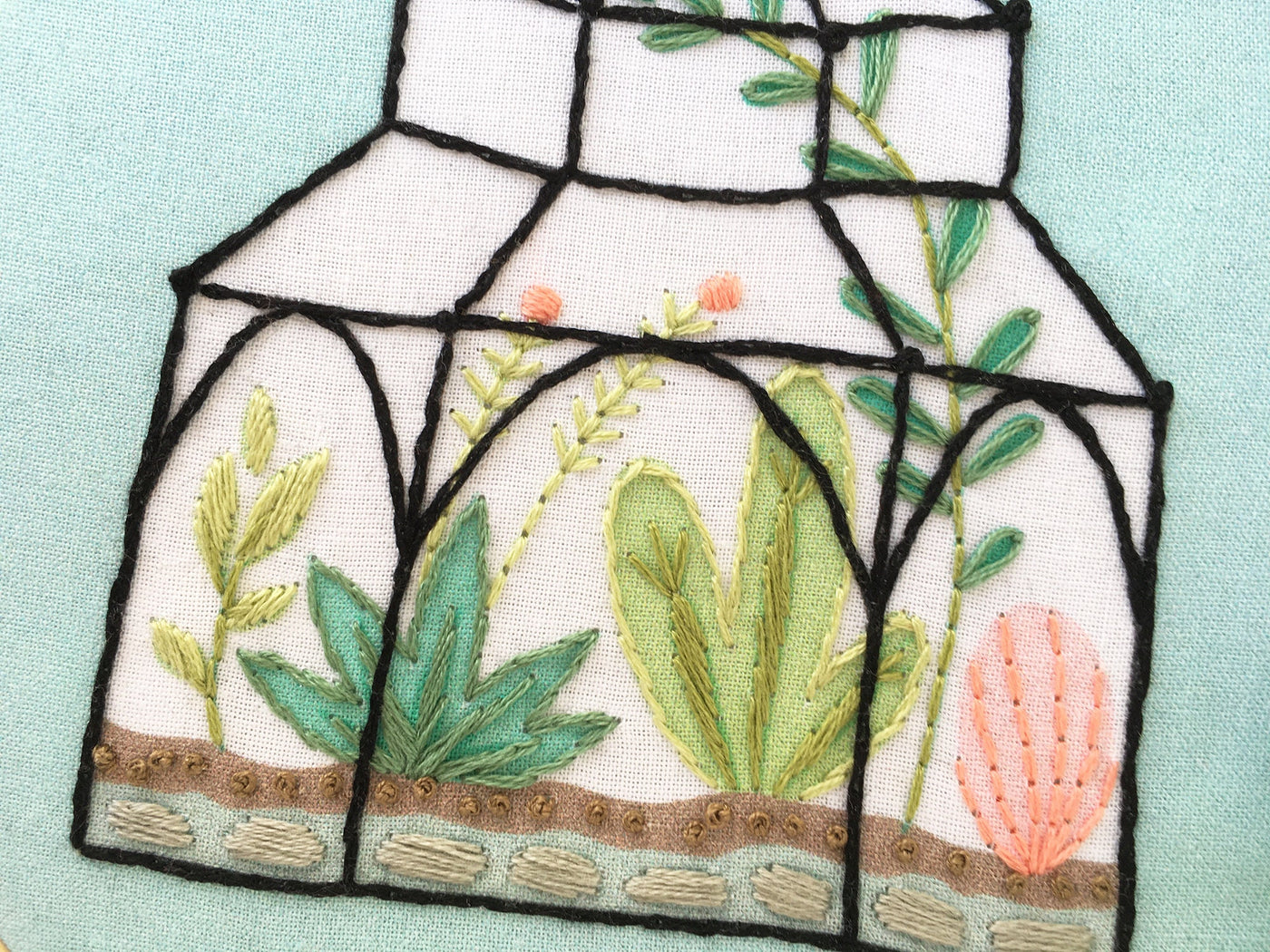 Terrarium Plants Hand Embroidery pattern download, greenhouse, plant lover