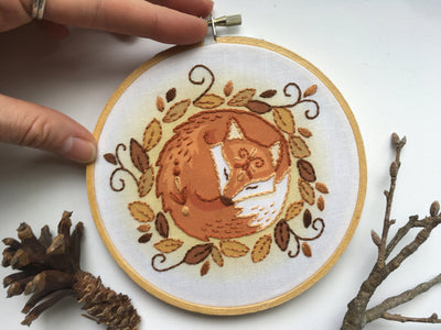 Sleeping Fox Hand Embroidery pattern download