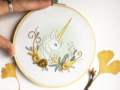 Floral Unicorn Hand Embroidery pattern download