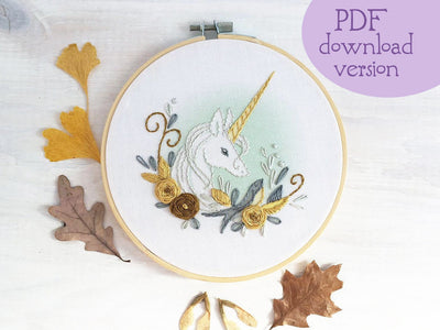 Floral Unicorn Hand Embroidery pattern download