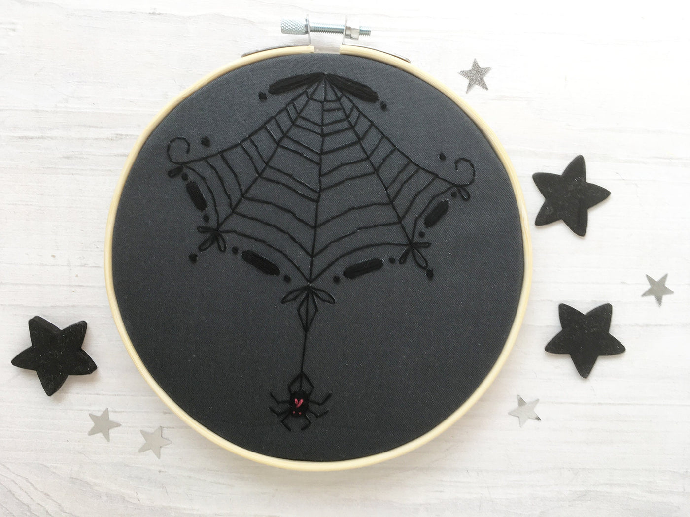 Black Spider Web Hand Embroidery pattern download