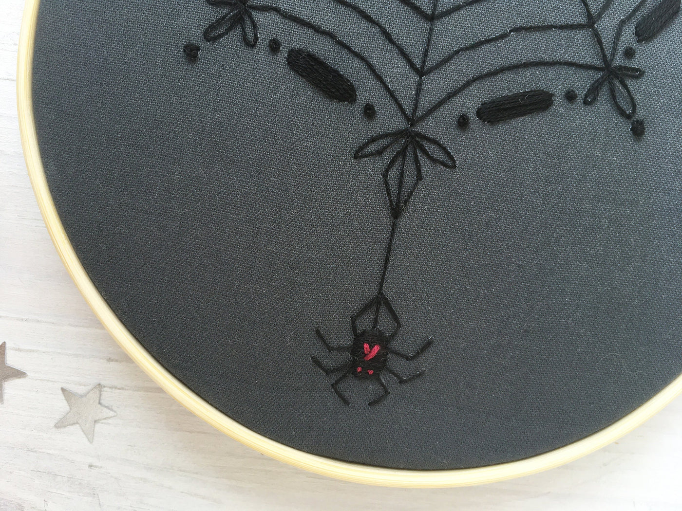 Black Spider Web Hand Embroidery pattern download