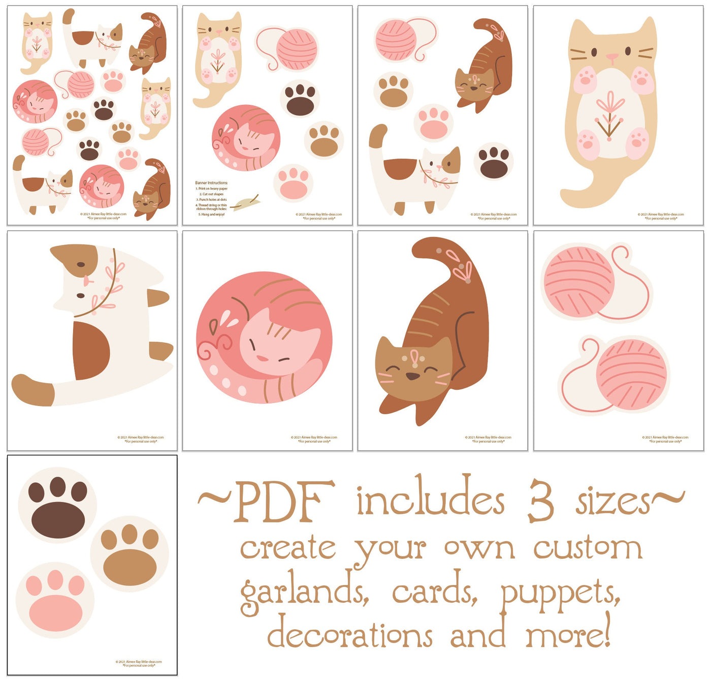Cute Kitty Cats Printable SVG craft files