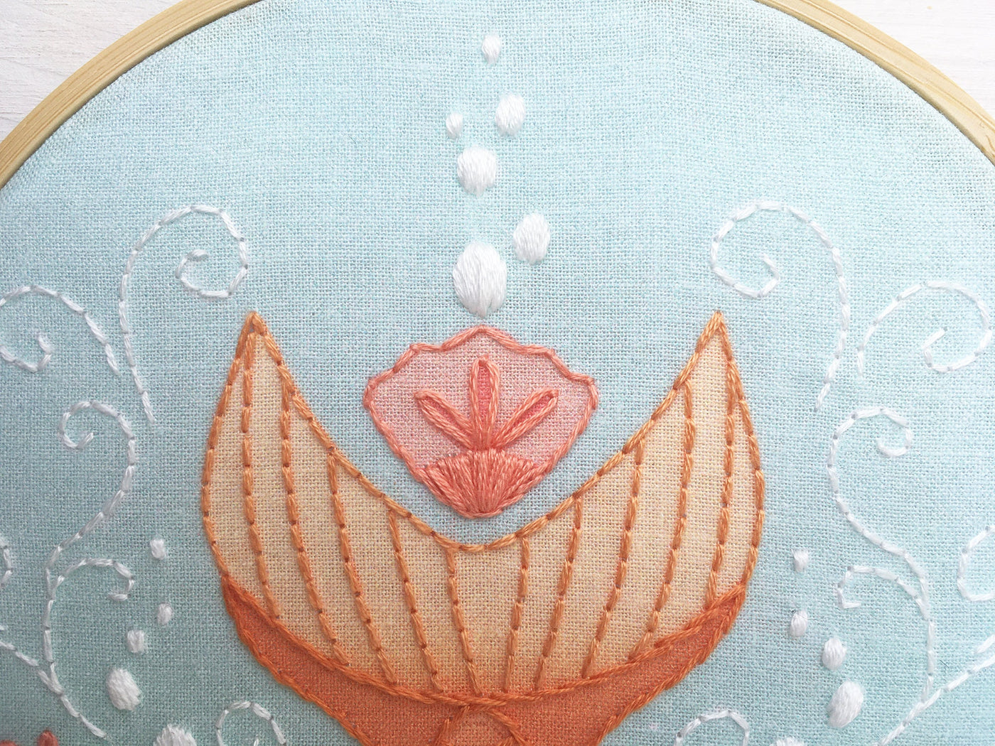 Mermaid Tail underwater hand embroidery pattern