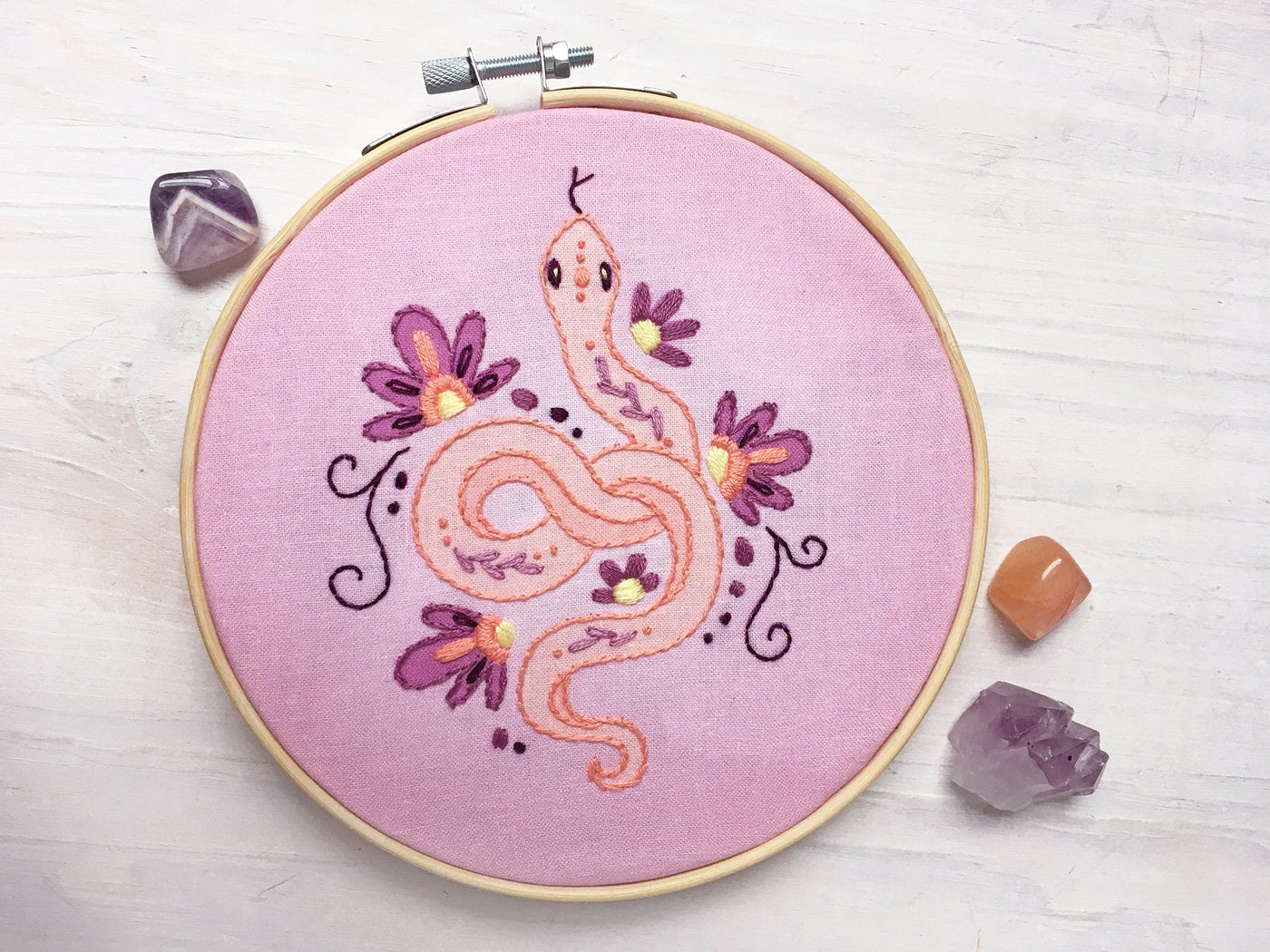 snake plant embroidery Snake and Flowers Hand Embroidery pattern download – Little Dear Shop