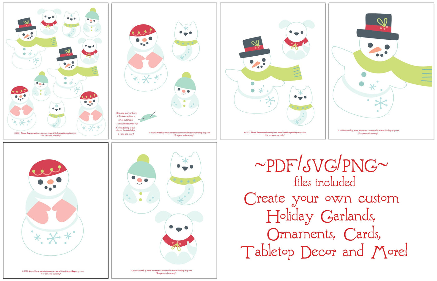 Snowman Family printable SVG Christmas Party downloads