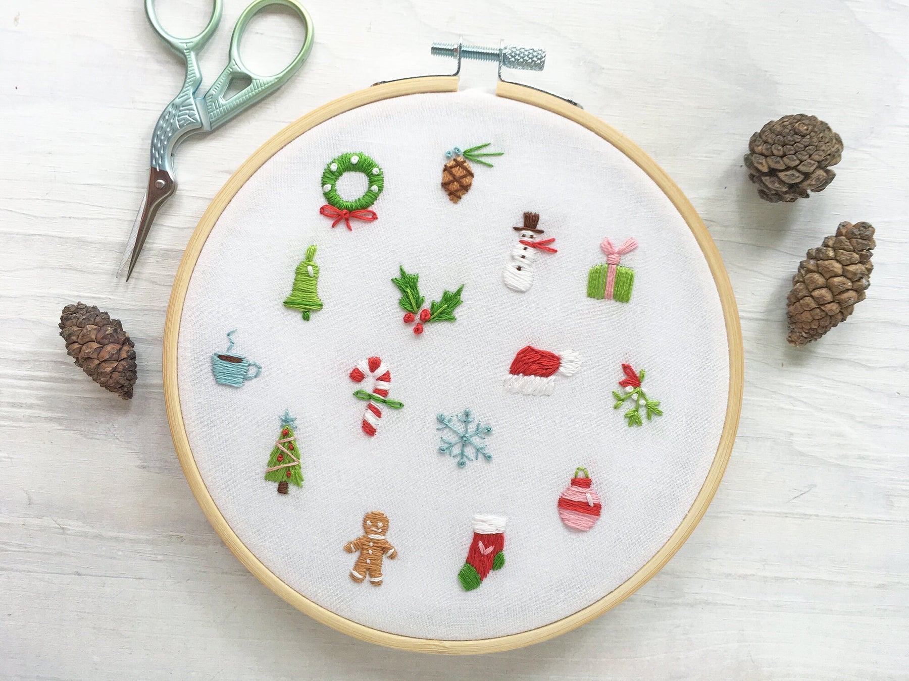Tiny Christmas Motifs Hand Embroidery pattern download, mini holiday o ...