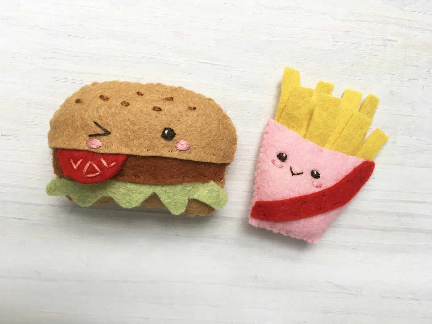 Fast Food Plush Felt Sewing Pattern, taco, pizza, burger and fries
