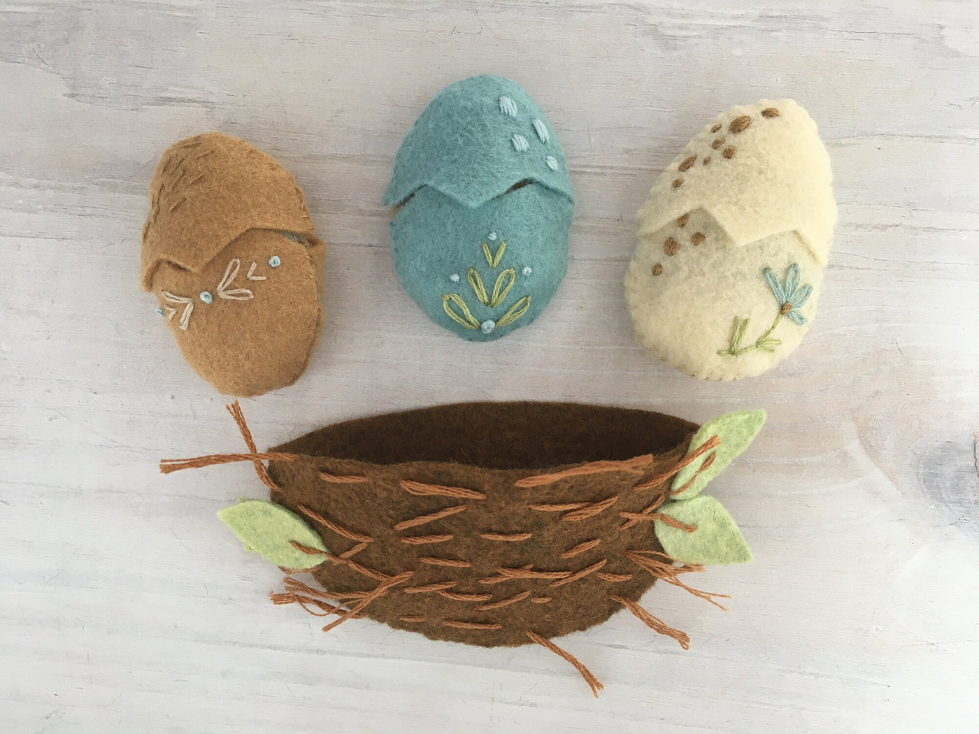 Nest, Eggs and Baby Birds felt plush sewing pattern