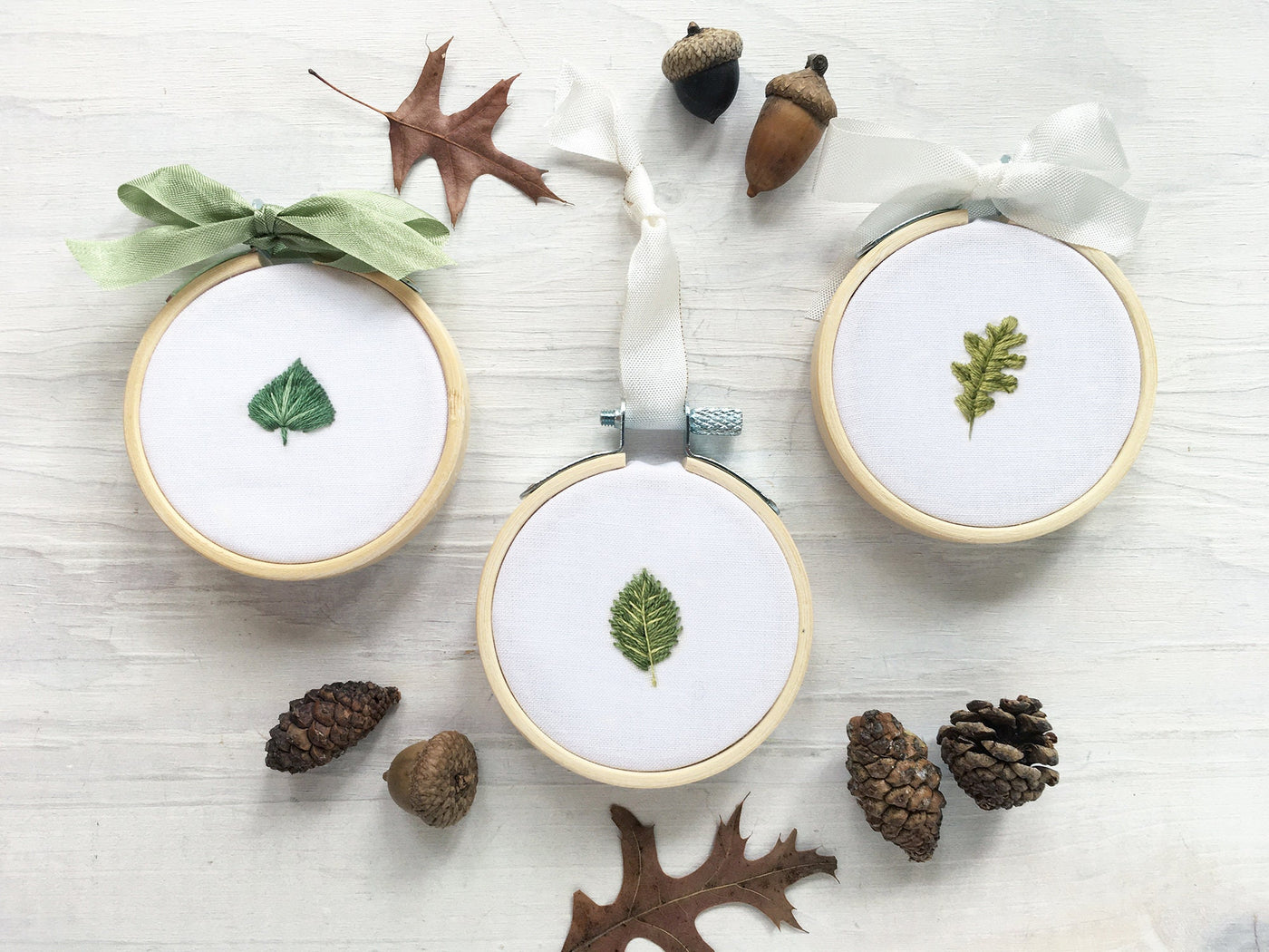 6 Tiny Collections embroidery patterns, mini Mushrooms, Succulents, Acorns, Crystals, Herbs and Leaves