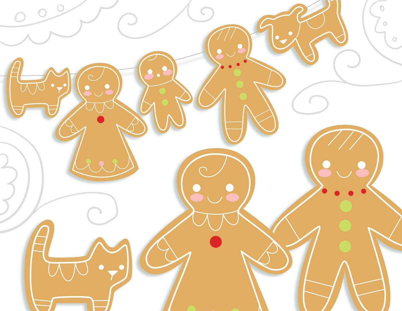 Gingerbread Man Family printable SVG Christmas Party downloads