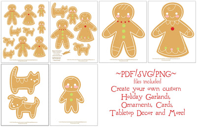 Gingerbread Man Family printable SVG Christmas Party downloads