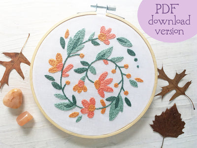 Floral Wreath Beginner Hand Embroidery pattern download