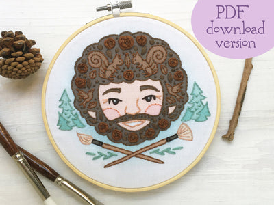 Bob and his Happy Little Trees Hand Embroidery pattern download