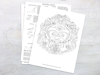 Sloths and Moths Hand Embroidery Pattern download